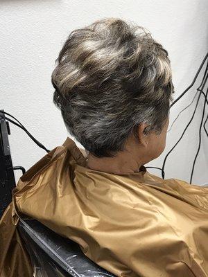 Haircut, grey blending