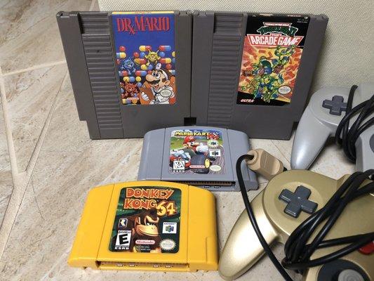 DK 64, Mario Kart 64, Dr Mario (NES) & Teenage Mutant Ninja Turtes (NES)