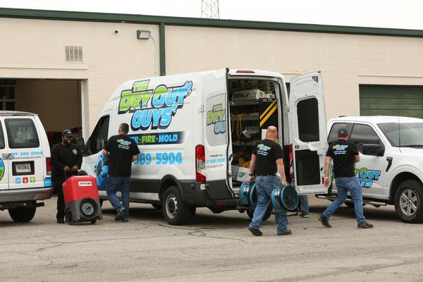 Getting the trucks ready for the day.