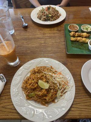 Chicken pad Thai and basil fried rice