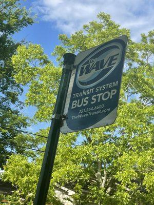 Bus stops at park