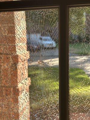 Shattered window.