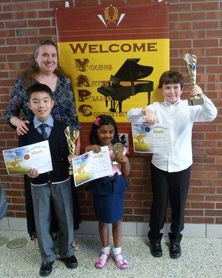 A few of KAM's prize winners in the 2017 Young Artist Piano Competition at Westfield State University.