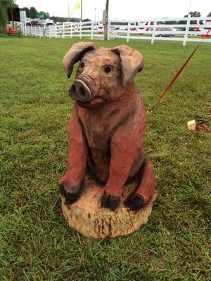 Duroc pig carving