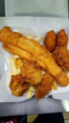 Whiting and oyster lunch special, fresh, lightly breaded, and full of flavor!