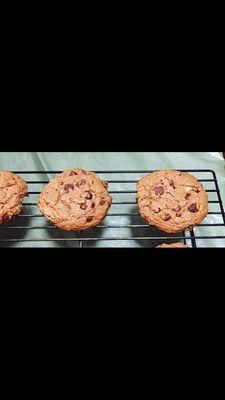 The double shot chocolate chip cookies I baked. I also like to live stream my cooking ventures. My Instagram is loveroffoodie50