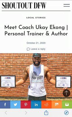 Shoutout DFW feature article of personal fitness trainer Coach Ekong