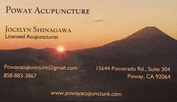 Tell Jocelyn Jen G. sent ya. She'll take really good care of you! She's been my acupuncturist for over 10 years!