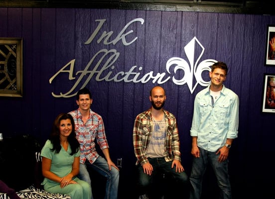 Ink Affliction Crew: Tattoo Artists: Anthony Abbott, Jeffrey Abbott
 Piercer: Thomas Abbott
 Laser Tattoo Removal Tech: Natalie Abbott