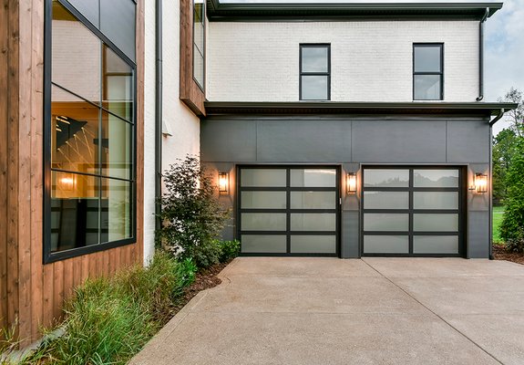 modern aluminum glass garage door