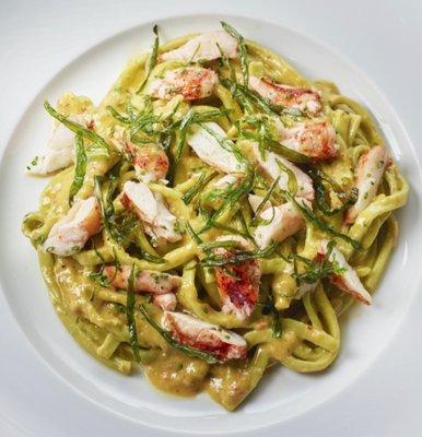 Homemade Fusilli, Lobster, Asparagus Pesto