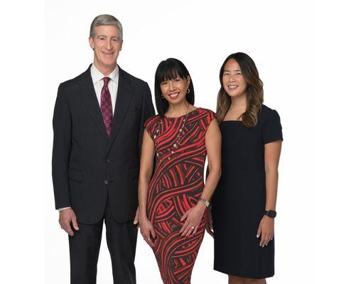 Our providers pictured left to right: Dr. Robert Bullington, Jr. M.D.,
 Dr. Aileen Villareal, M.D., and Dr. Bethany Wong, O.D.