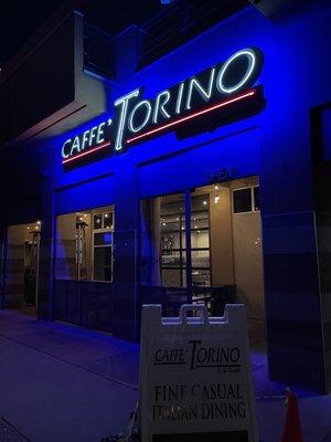 Front of Cafe' Torino the Restaurant at night