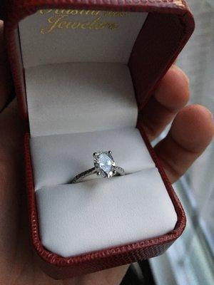 Custom made engagement ring they made for me. Nick is amazing. Fiancée loves it.