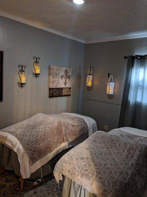 Enjoy a couples massage in a relaxing setting.