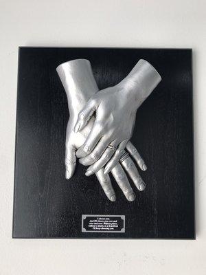 Custom wall hanging Holding Hands Sculpture