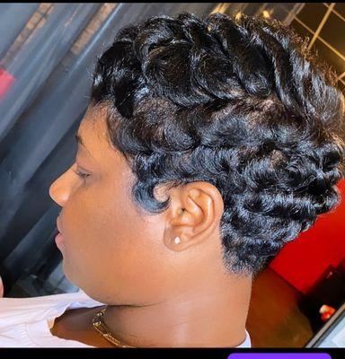 Pixie c curls with relax hair