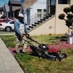 Lawn maintenance work in San Rafael.