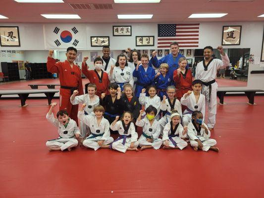 Our students work hard to learn and get the chance to test for their next belt! Passing the test is always a cause for celebration!