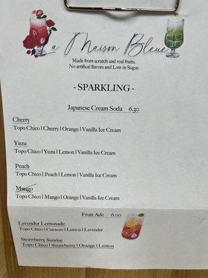 Drink menu