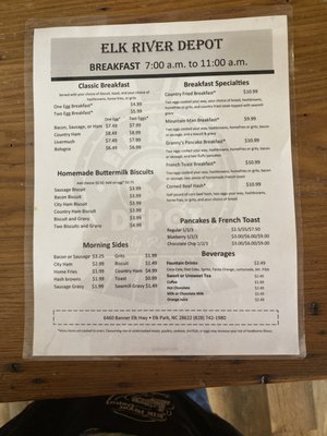 Breakfast Menu