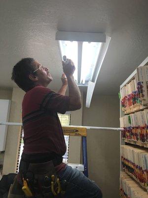 Installing LEDs at the office.