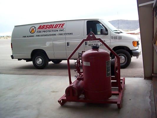 Serviced Dry Chemical Extinguishing Skid Unit used for smaller size airplanes