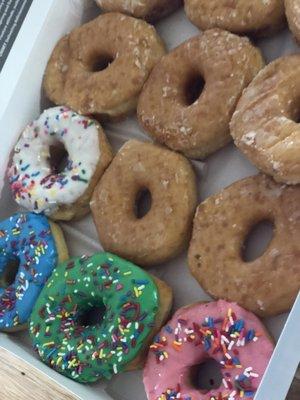 Sprinkle and glazed donuts