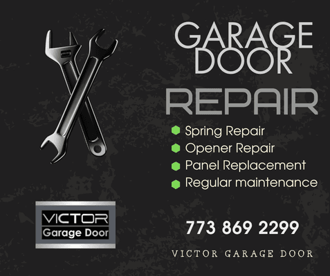 Our Garage door repair service includes:
Spring repair, opener repair or replacement, panel replacement, regular maintenance, etc