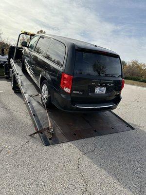 Towing government vehicle in the area.