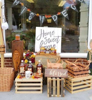 Fall display outside of Amish Decor in Pembroke, VA