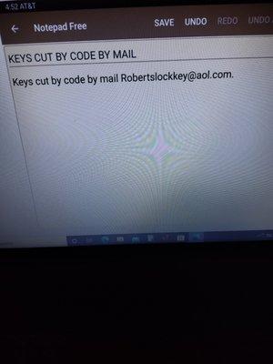 KEYS CUT BY CODE BY MAIL