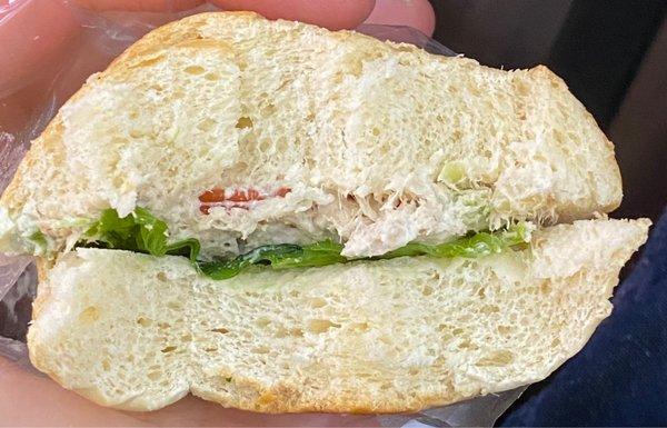 The "tuna sandwich" which is basically bread with tuna spread on as thin as mayo itself.