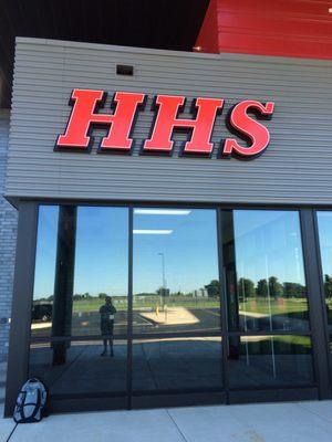 One entrance of Huntley High School