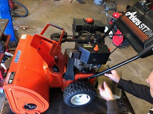 Greg got my Snow Blower up and running; starts on the first pull now!