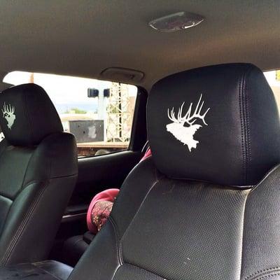 2015 Toyota Tundra Black Leather with Lt Gray Leather Elk on Headrests