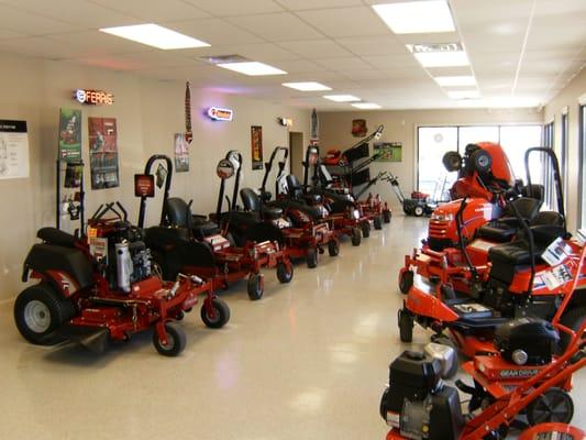 Our Richland Showroom, featuring Ferris Zero-Turn Mowers and Simplicity Lawn Tractors.