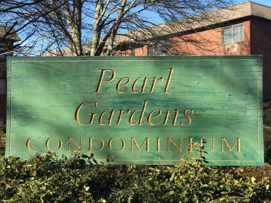 The signage at Pearl Gardens Condominium