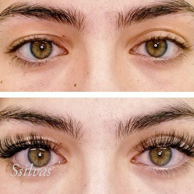 Eyelash extensions Before and after