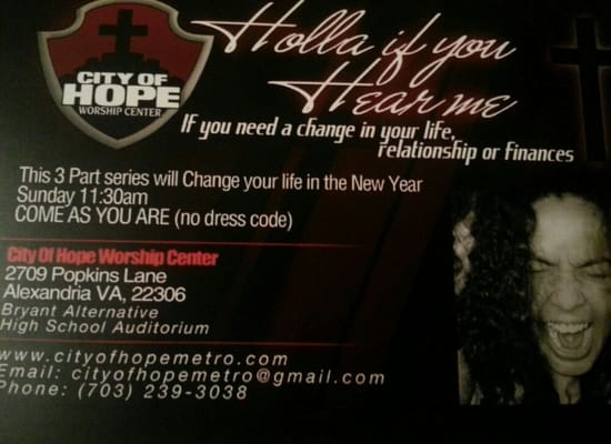 City of Hope worship center flyer