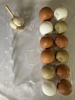 Fresh garlic and farm fresh eggs