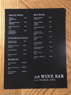 Wine Menu