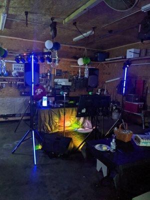 Stage lighting, DJ equipment and services, Karaoke, Live sound.  If you need any music production services, contact us today!