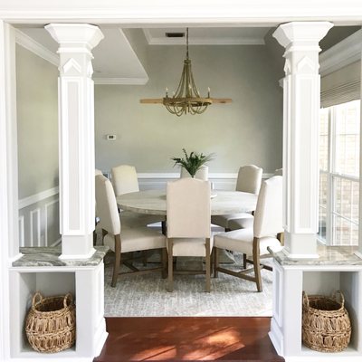 Roman shades in the dining room