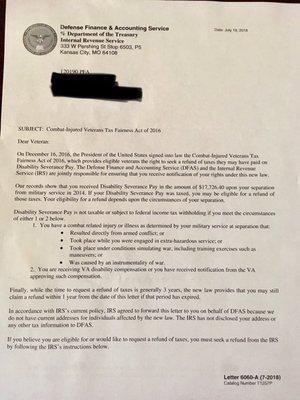 Letter from from IRS (front)