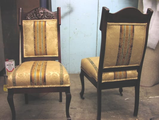 Antique Chairs in Striped Fabric