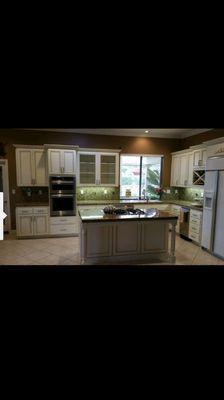 This was an entire kitchen refinish. Was clear maple originally