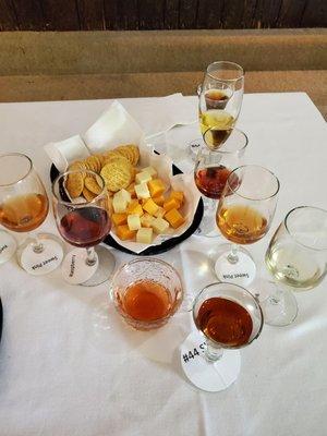 Wine tasting and cheese plate