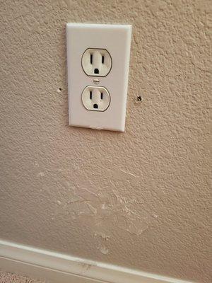 Did not complete the repair. Left holes in the wall.