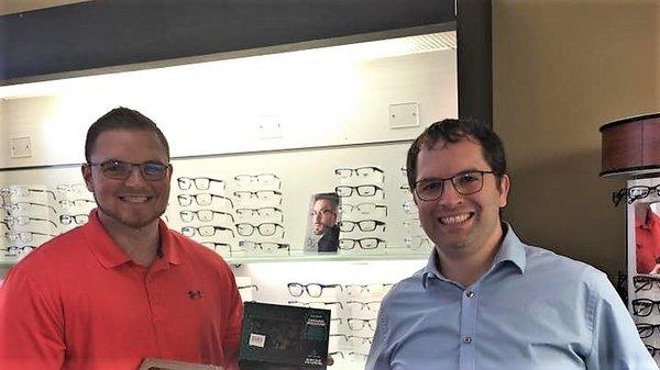 Optometrist Dr. Johansen and Glasses Expert Ben Brown. Part of the awesome eye care team at Precision Eye Care.